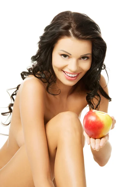 Sexy woman with red apple — Stock Photo, Image