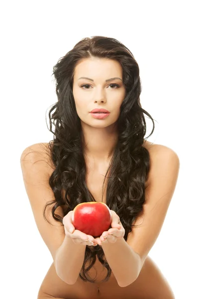 Mujer sexy con manzana roja —  Fotos de Stock