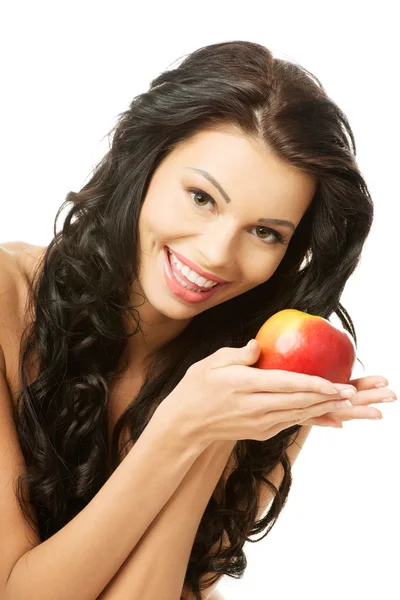 Sexy žena s červené jablko — Stock fotografie