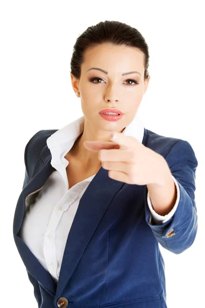 Business woman pointing on you — Stock Photo, Image