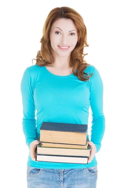 Attraente donna adulta con libri . — Foto Stock