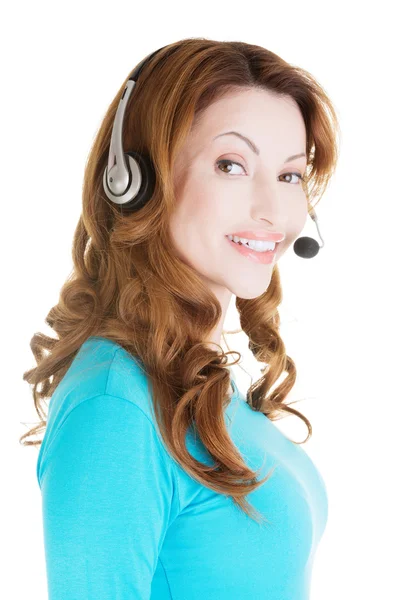 Atractiva mujer adulta con auriculares — Foto de Stock