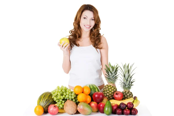 Hermosa mujer con frutas —  Fotos de Stock