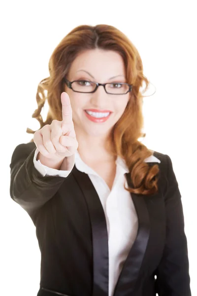 Atractiva mujer de negocios sonriente haciendo elegir — Foto de Stock