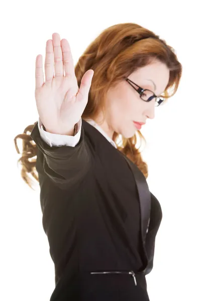 Serious business woman gesturing stop sign — Stock Photo, Image