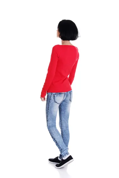 Young casual woman from behind — Stock Photo, Image