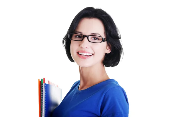 Happy student woman with notebooks — Stock Photo, Image