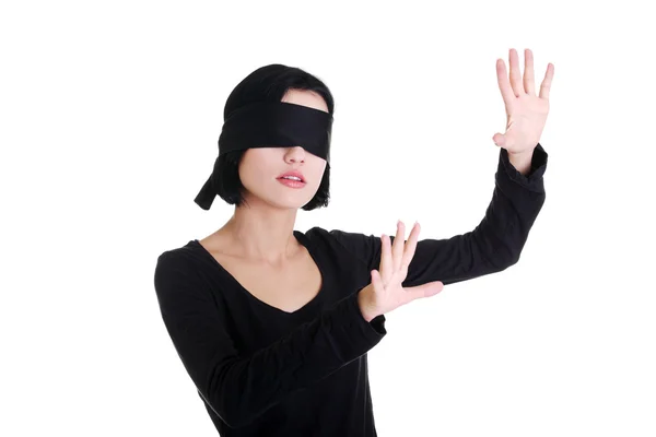 Portrait of the young woman blindfold — Stock Photo, Image