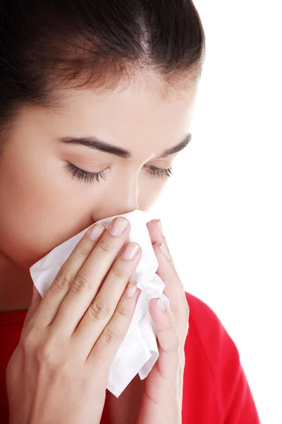 Teen Frau mit Allergie oder Erkältung — Stockfoto