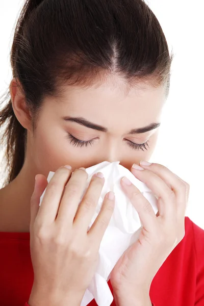 Teen woman with allergy or cold — Stock Photo, Image