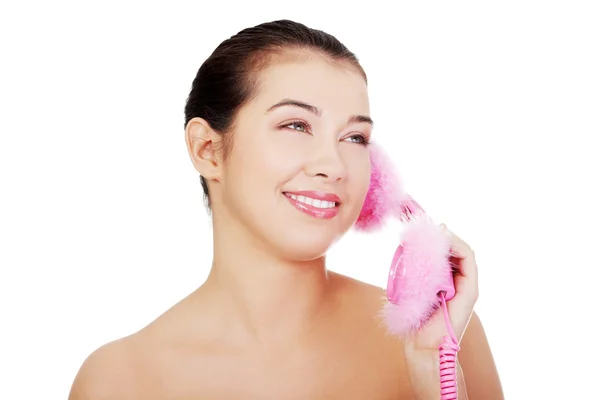 Mujer feliz en el teléfono — Foto de Stock