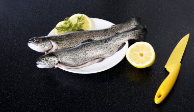 bir tabağa yalan taze çiğ balık.