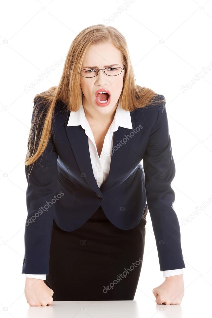 Angry and furious business woman.