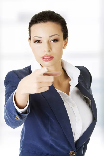 Business woman wijzend op u — Stockfoto