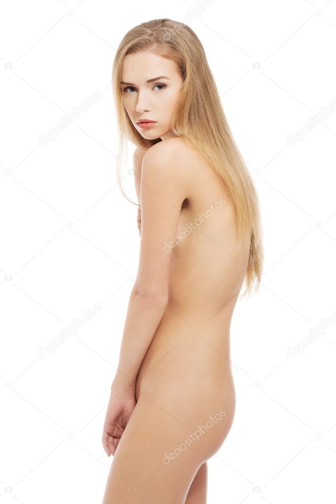 Beautiful topless woman with fresh clean skin.