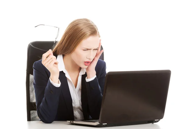 Surprised and curious business woman — Stock Photo, Image