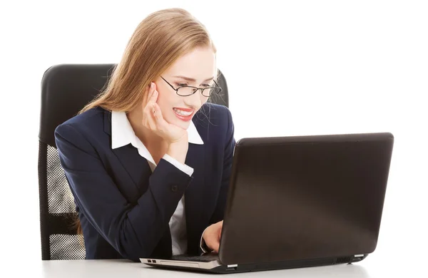 Feliz, alegre mujer de negocios caucásica — Foto de Stock