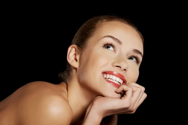 Portrait of beautiful topless caucasian woman. — Stock Photo, Image