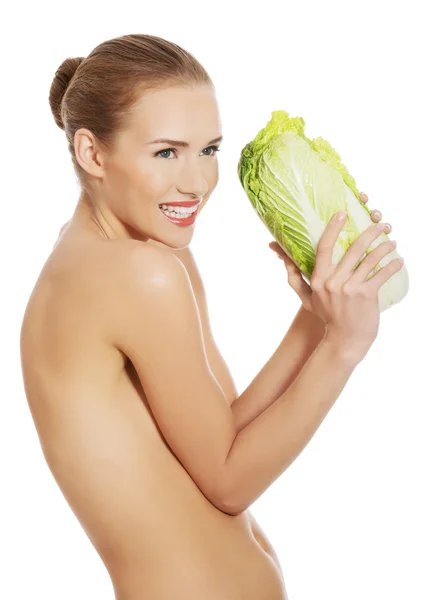 Žena s ledovým salátem. — Stock fotografie