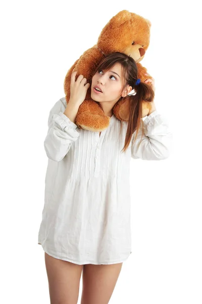 Adolescent avec ours en peluche — Photo