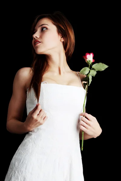 Mujer con rosa — Foto de Stock