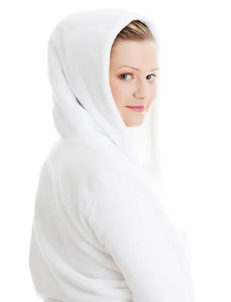 Woman in bathrob — Stock Photo, Image