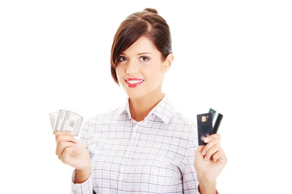 Credit card and cash Stock Photo