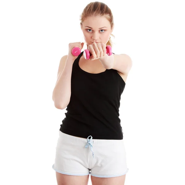 Beautiful young blonde exercising — Stock Photo, Image