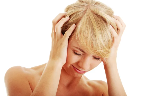 Woman with headache — Stock Photo, Image