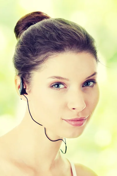 Woman with sport headphones — Stock Photo, Image