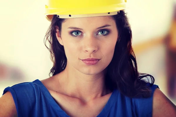 Woman construction worker contractor — Stock Photo, Image