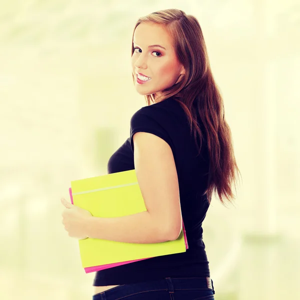 Student vrouw met-laptops — Stockfoto