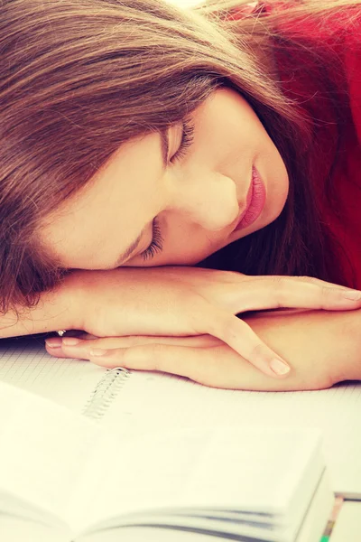 Teenage girl studying at the desk — Stock Photo, Image