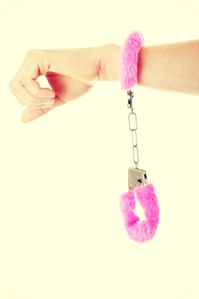 Rosa handcuff — Stockfoto