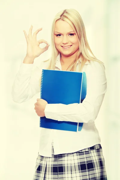 Woman with note pad — Stock Photo, Image