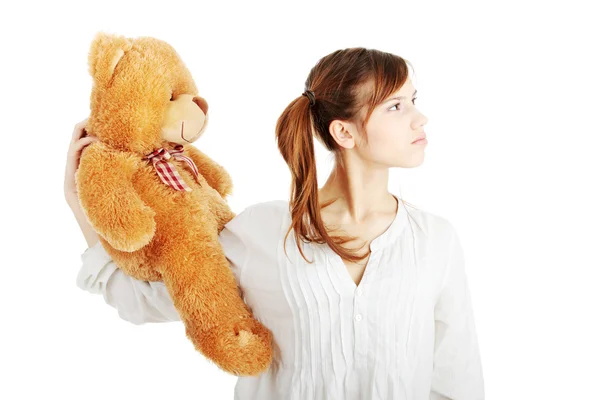 Teen with teddy bear — Stock Photo, Image