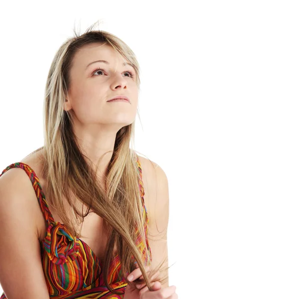 Girl model in summer dress — Stock Photo, Image