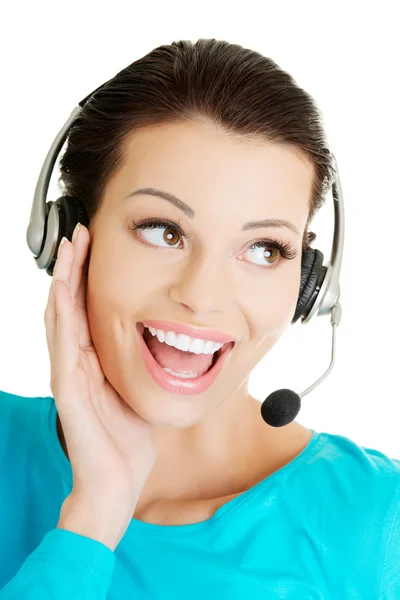 Callcenter assistent leende — Stockfoto