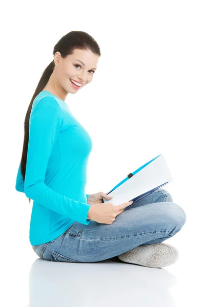 Studying happy young woman — Stock Photo, Image