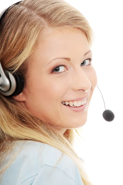 Call center woman with headset Royalty Free Stock Photos