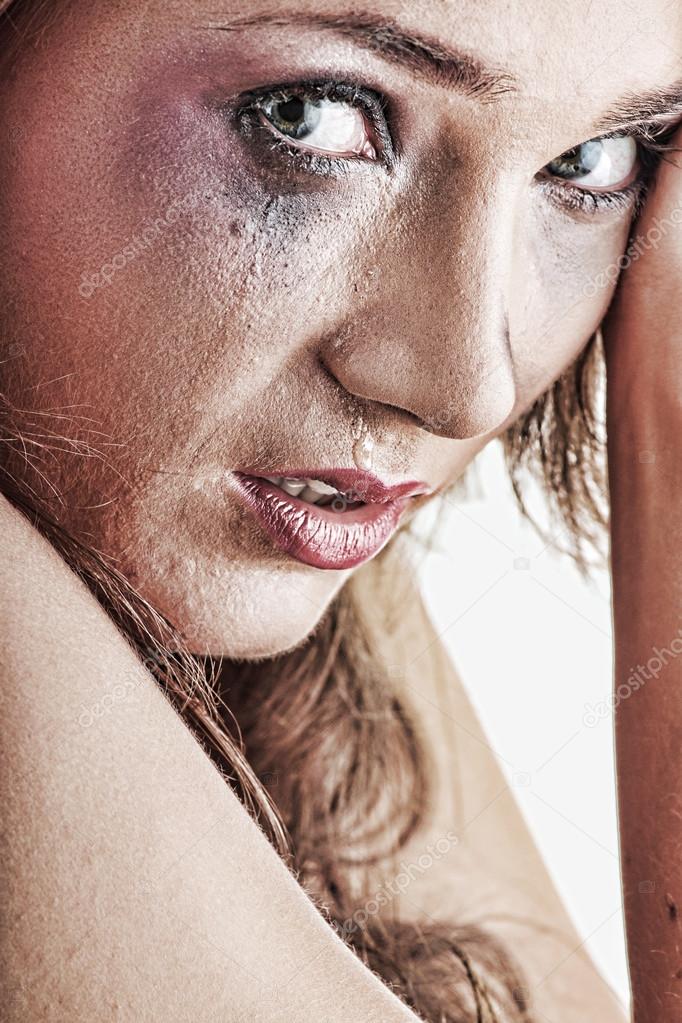 Woman crying - violence concept