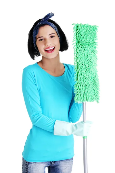 Portret kobiety sprzątanie — Zdjęcie stockowe
