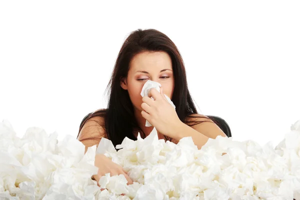 Girl with flue — Stock Photo, Image