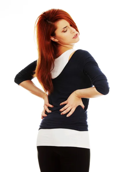 Vrouw met rugpijn — Stockfoto