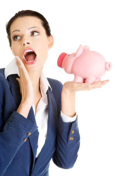 Woman with her savings — Stock Photo, Image