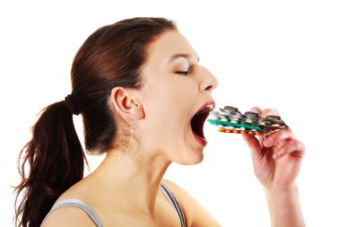 Woman with pills. clipart