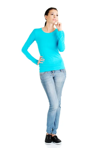 Thoughtful female student looking up — Stock Photo, Image