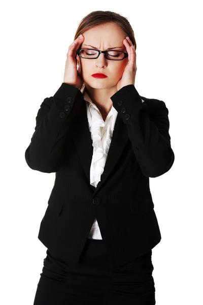 Business woman heaving headache — Stock Photo, Image