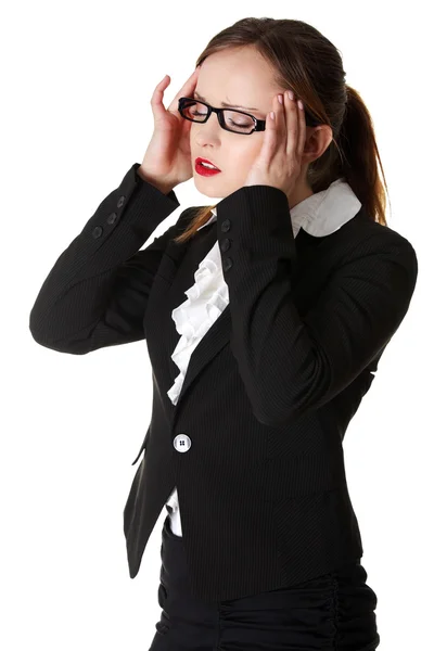 Business woman heaving headache — Stock Photo, Image