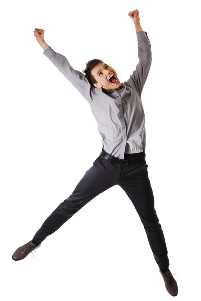 Biznesmen skaczący w powietrzu — Zdjęcie stockowe